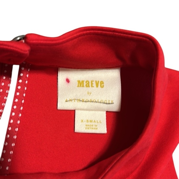 Maeve Anthropologie Red Alissa Swing Midi Dress Sleeveless Size XS - Picture 9 of 10